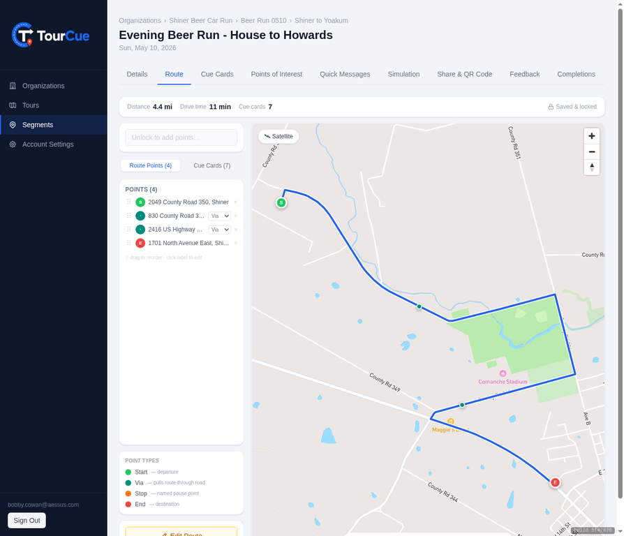 Route Builder tab